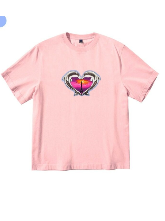 with heart design Cotton T-shirt-Bang Chan