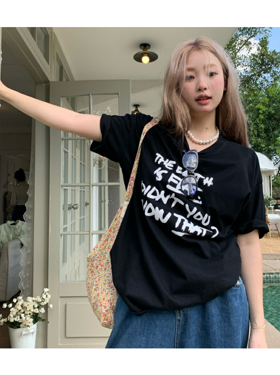 White pure cotton women's short-sleeved T-shirt-Suga-Outfits